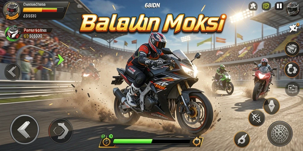 Screenshot 68IDN menampilkan aksi balap motor yang mendebarkan.