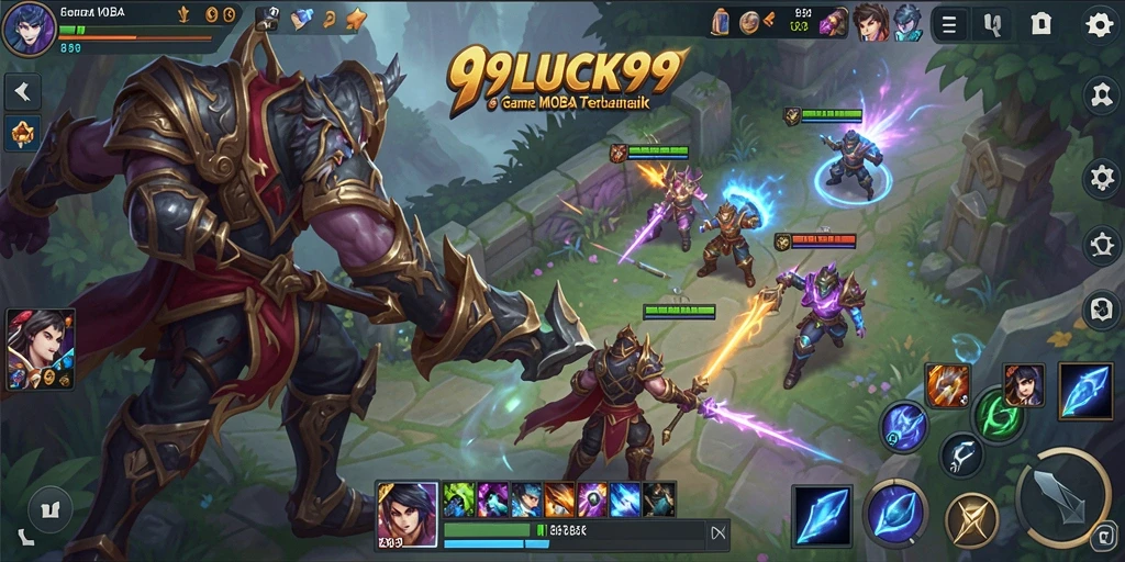 Screenshot gameplay 99LUCK99 menampilkan aksi seru dalam pertarungan MOBA.