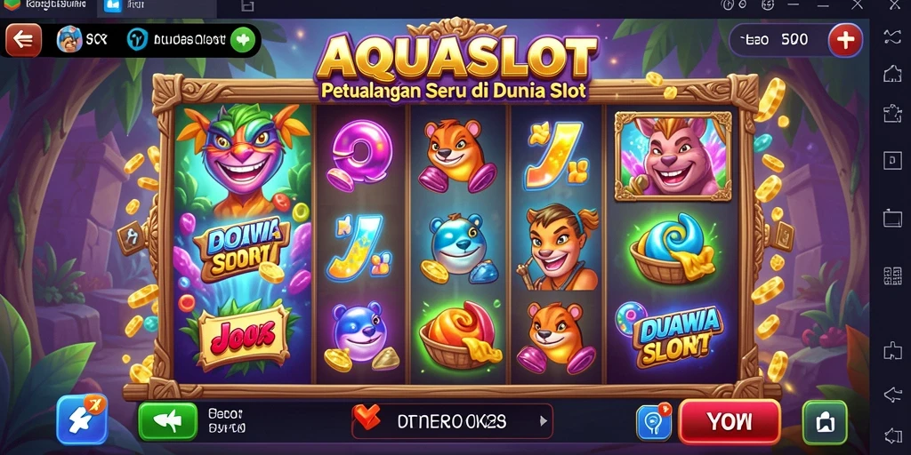 Tampilan gameplay AQUASLOT yang penuh warna dan aksi seru.