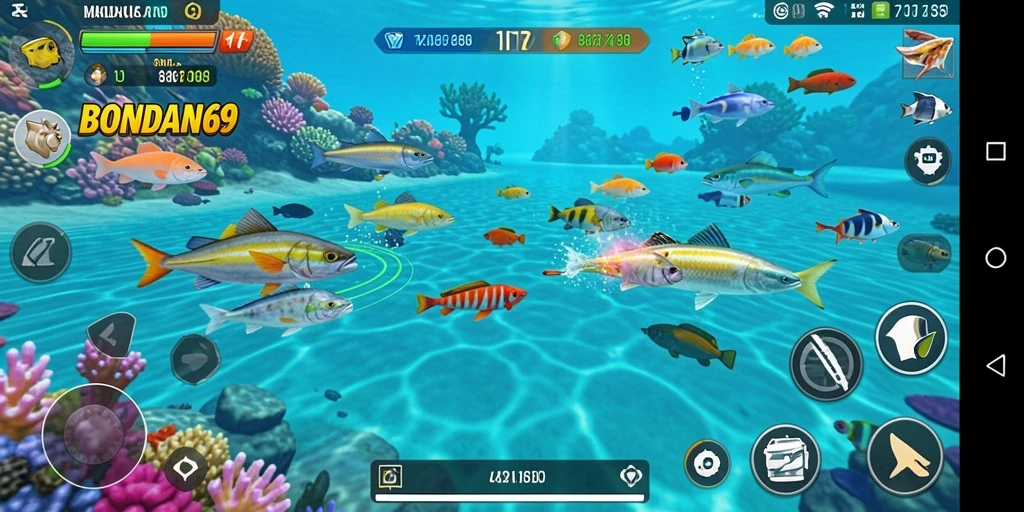 Screenshot gameplay BONDAN69 menampilkan keseruan menembak ikan.