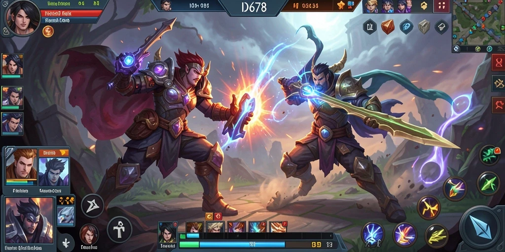 Screenshot ID678 menampilkan aksi pertarungan mendebarkan di arena MOBA.