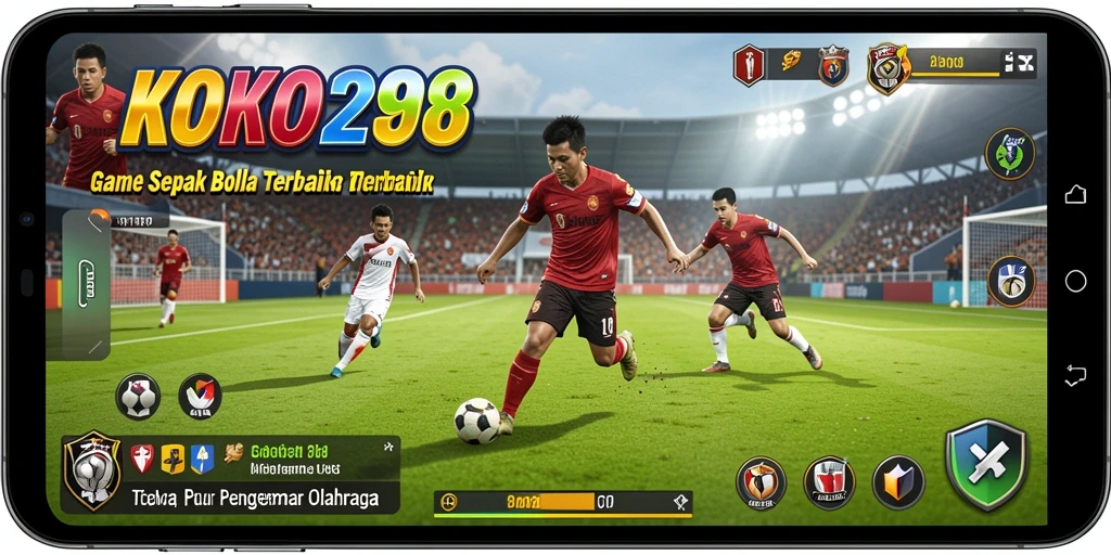 Tampilan gameplay seru KOKO288 saat pertandingan sepak bola berlangsung.