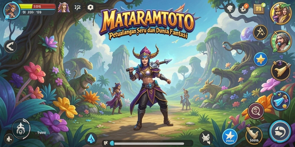 Screenshot utama MATARAMTOTO menunjukkan aksi pertarungan yang mengasyikkan dan lingkungan fantasi.