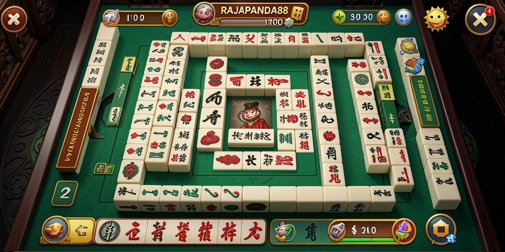 Screenshot gameplay RAJAPANDA88 yang menampilkan suasana permainan Mahjong.